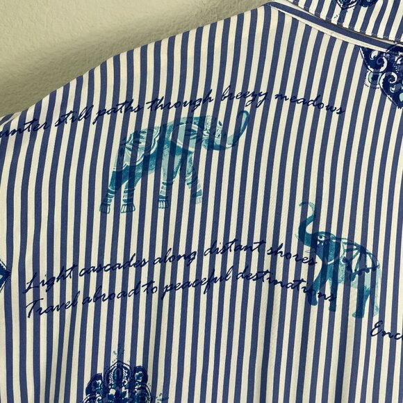 Chicos Womens XL Button Up Striped Blouse Long Dolman Sleeve Tunic Top Shirt - Picture 7 of 12